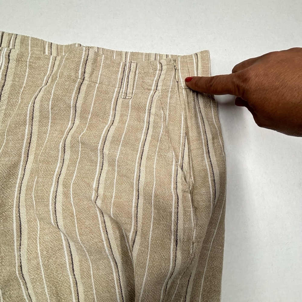 J. Jill Cropped Capri Linen Blend Pants Womens Petite M Pockets Elastic Slit Tan - Picture 9 of 11